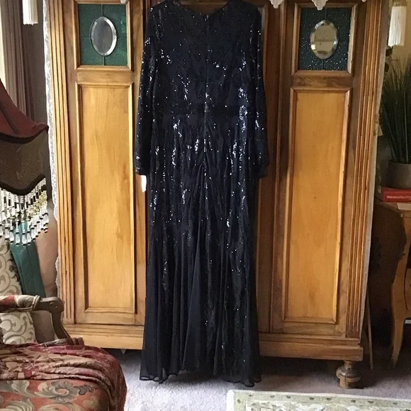 R&M Richards Black Sequin Formal Gown - Picture 8 of 11